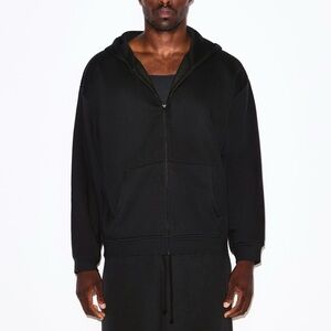 SKIMS FLEECE LOUNGE RELAXED ZIP UP HOODIE NWT - WASHED ONYX